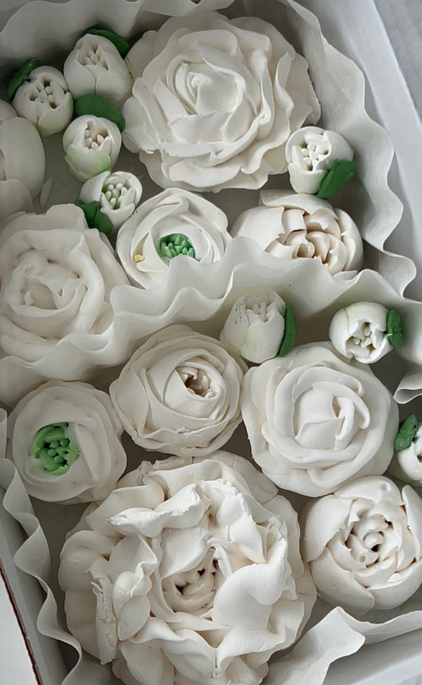 22 white flowers set