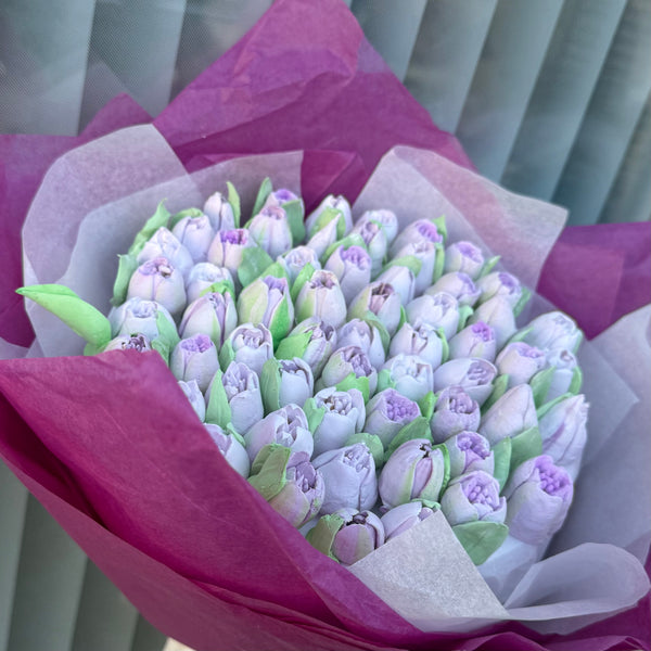Purple tulips bouquet