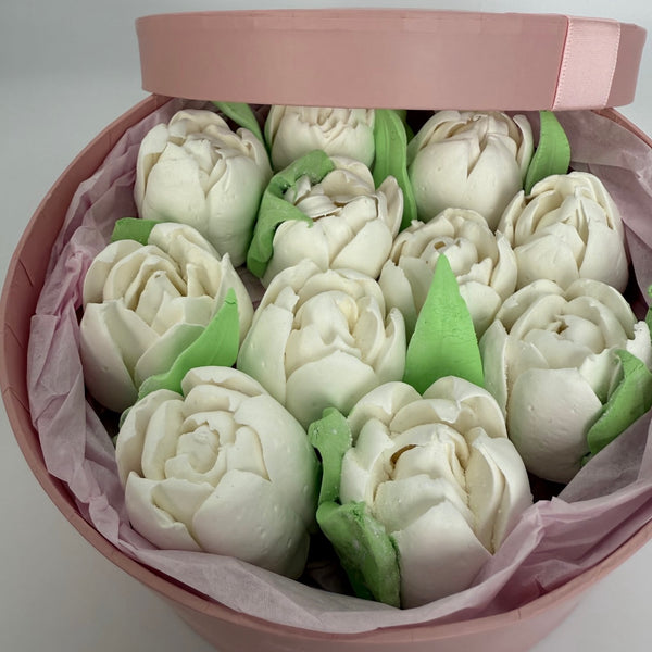 12 large white tulips gift