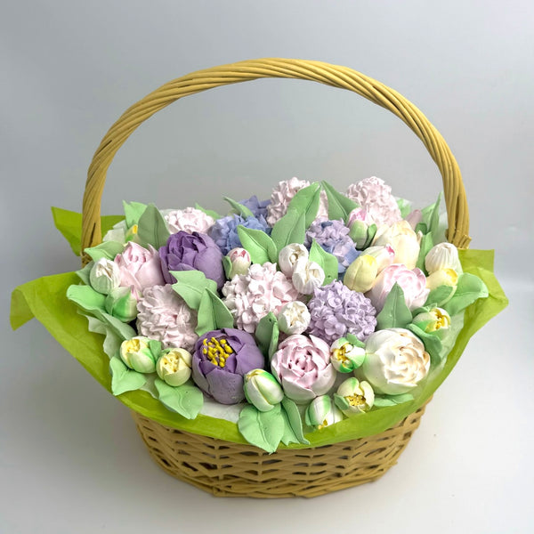 Edible  marshmallow spring flowers basket