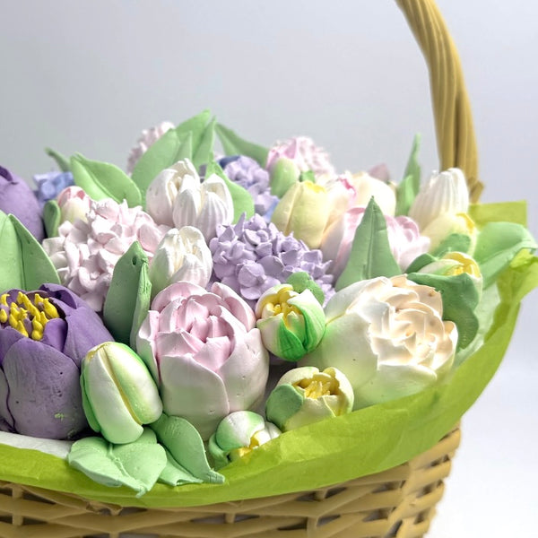 Handmade marshmallow flowers basket