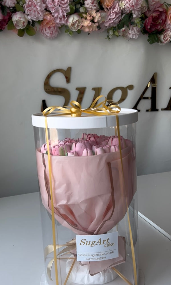 Handmade marshmallow tulip bouquet in gift box