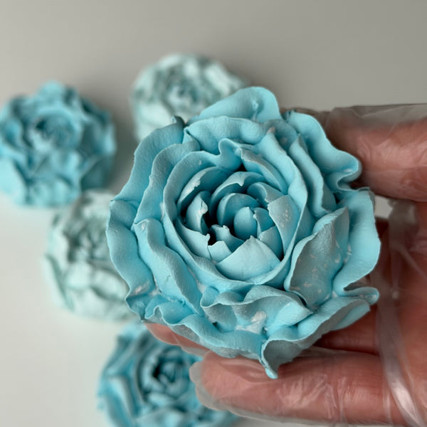 3 Large Peonies - blue