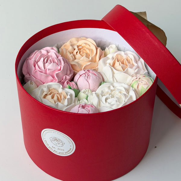 Blush Peonies - Red Gift Box -7”