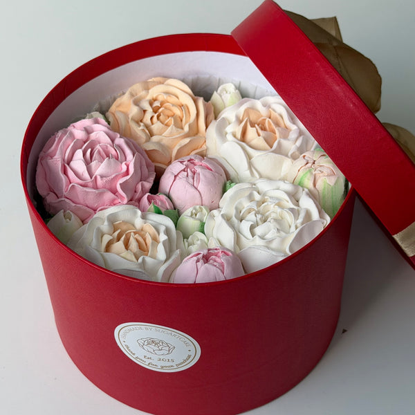 Blush Peonies - Red Gift Box -7”