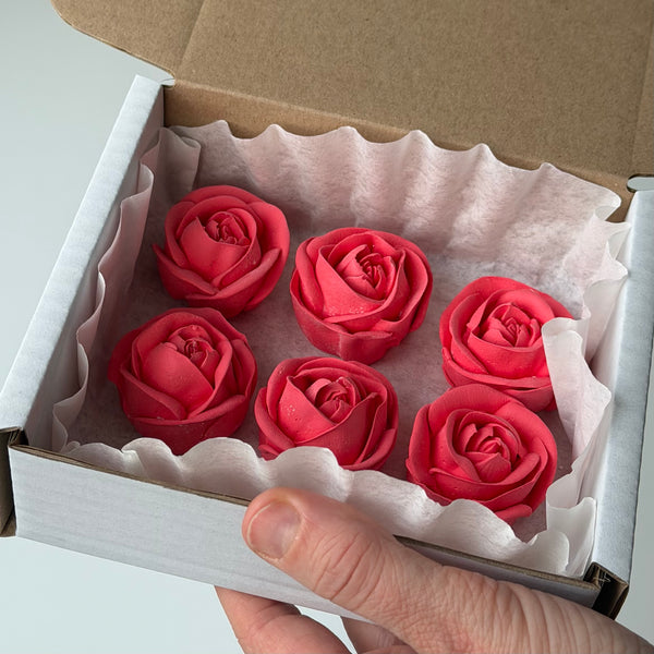 6 Small Roses - rich red