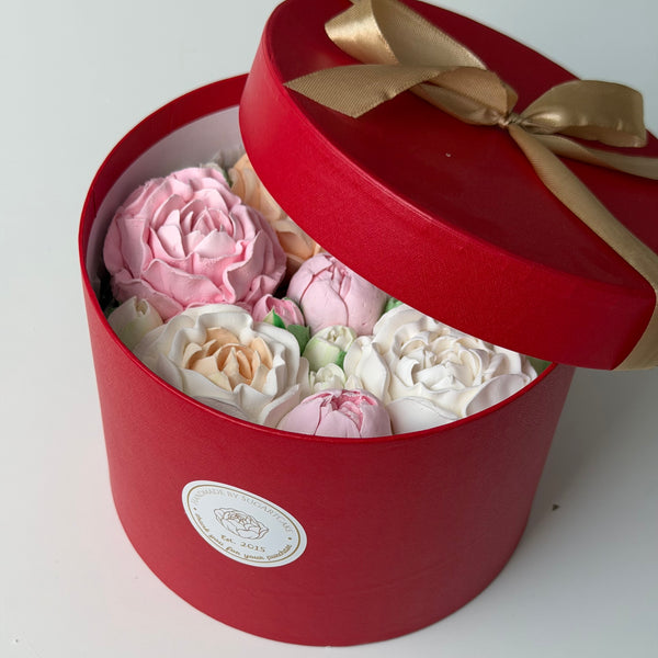 Blush Peonies - Red Gift Box -7”