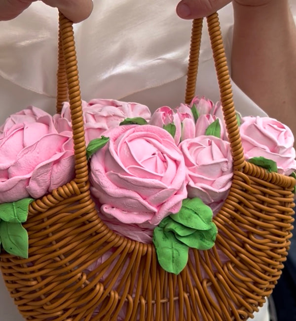 Handmade marshmallow flowers basket