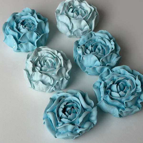 3 Large Peonies - blue