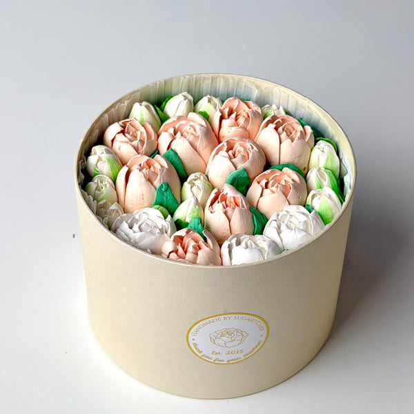 Gift box - ivory cream tulips