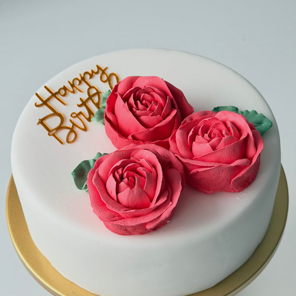 3 Large Roses - rich red