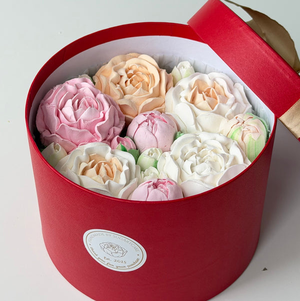 Blush Peonies - Red Gift Box -7”