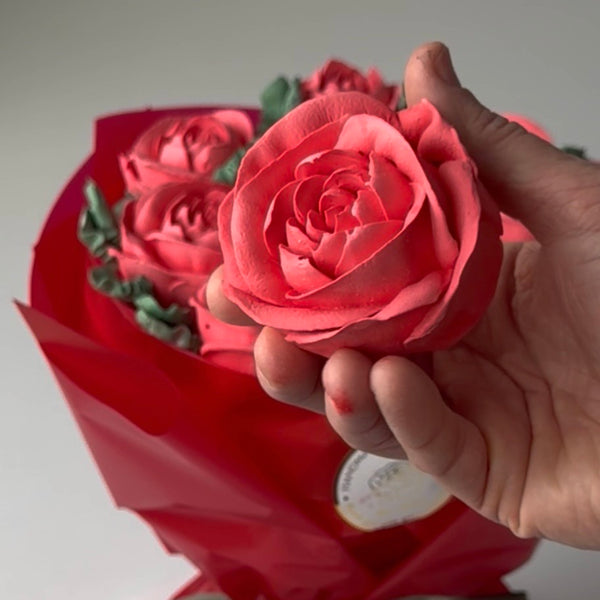 3 Large Roses - rich red