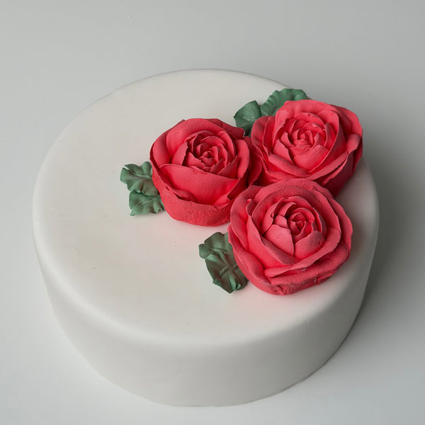 3 Large Roses - rich red