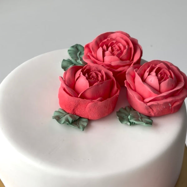 3 Large Roses - rich red