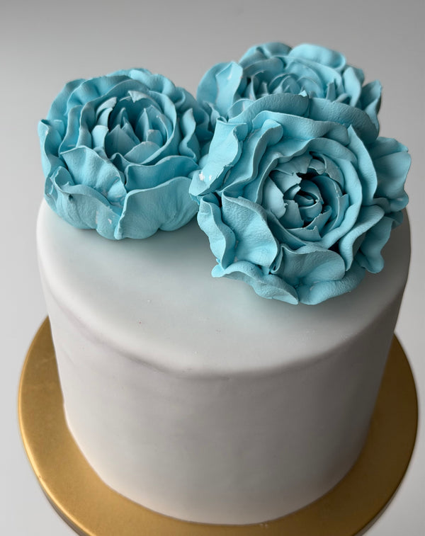 3 Large Peonies - blue