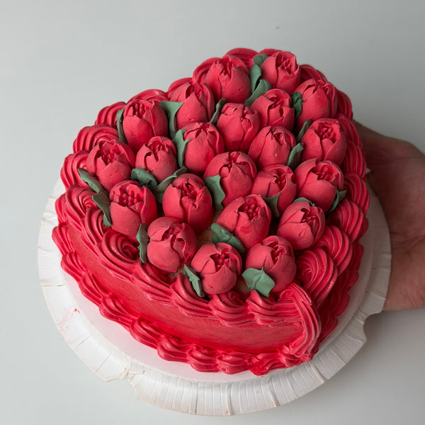 Red tulips heart