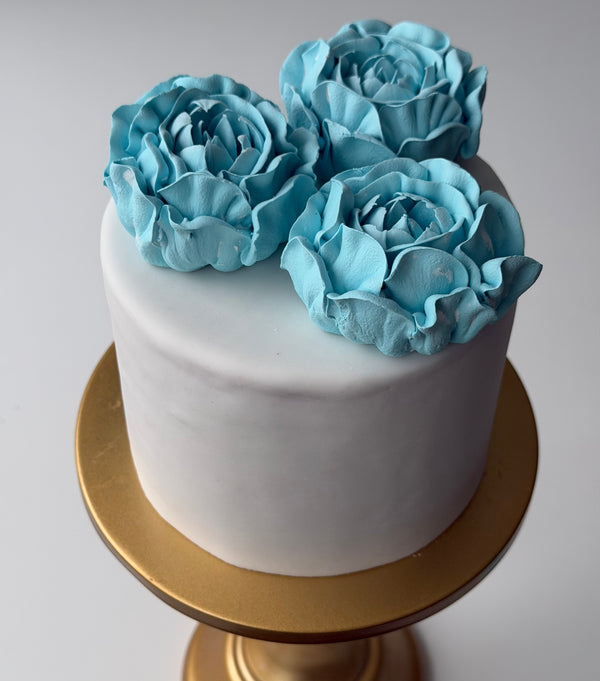 3 Large Peonies - blue