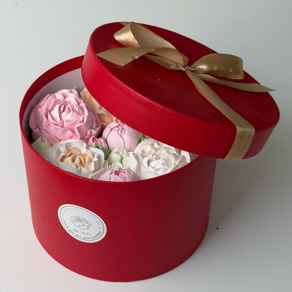 Blush Peonies - Red Gift Box -7”