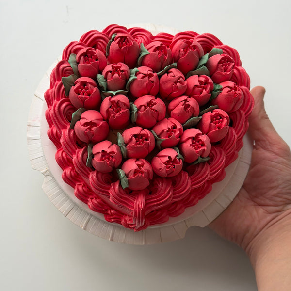 Red tulips heart