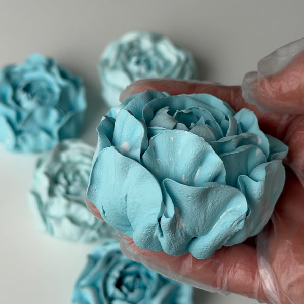 3 Large Peonies - blue
