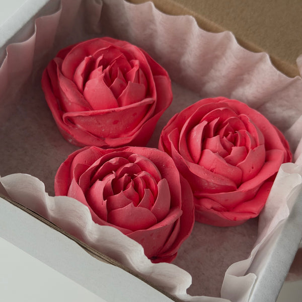 3 Large Roses - rich red