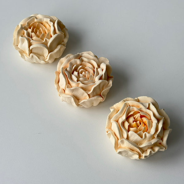 3 Large Peonies - ivory cream